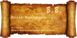Bozik Benignusz névjegykártya
